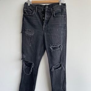 GRLFRND Carolina Straight Leg Jeans - Black Distressed